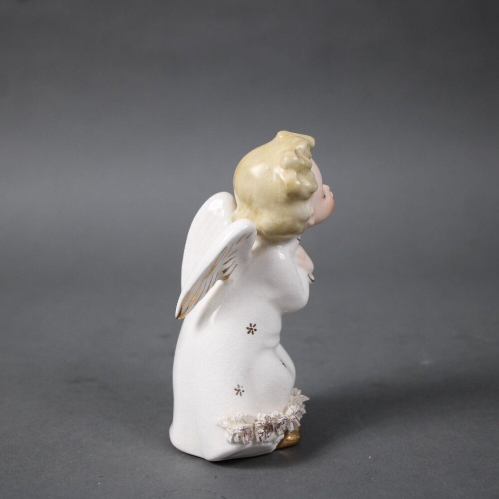 Fine A QualityvWhite Gold Multi Fine Quality Japan 5" Angel Girl Kiss Figurine - Picture 4 of 14